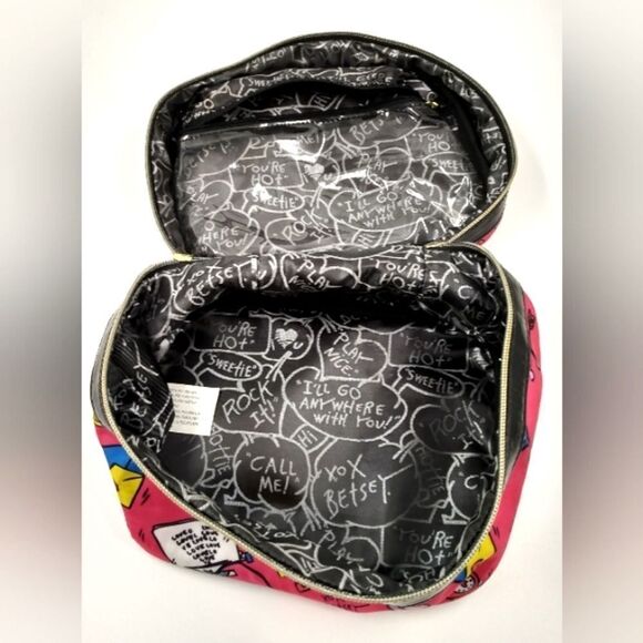 Betsey Johnson Pink Cosmetic Makeup Bag Case - Picture 11 of 12